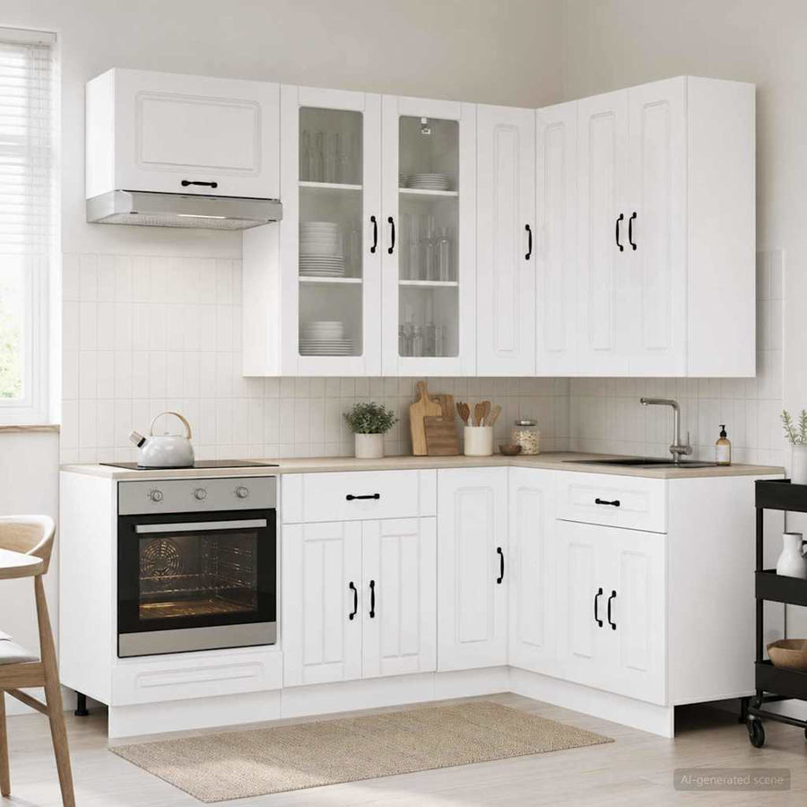 Keukenblok KALMAR 8 pcs Hoogglans Wit Bewerkt hout