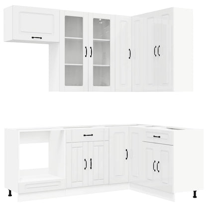 Keukenblok KALMAR 8 pcs Hoogglans Wit Bewerkt hout