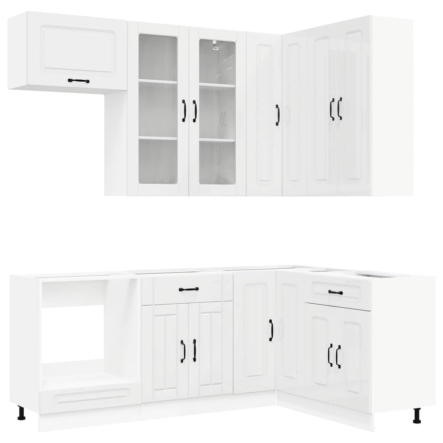 Keukenblok KALMAR 8 pcs Hoogglans Wit Bewerkt hout