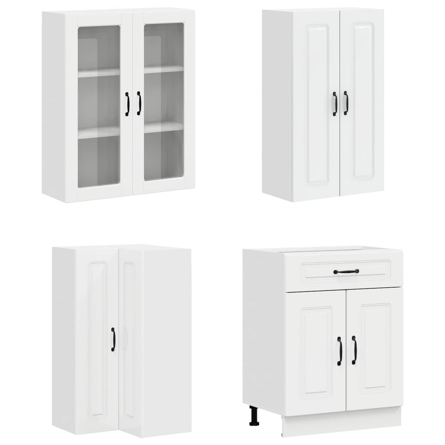 Keukenblok KALMAR 8 pcs Hoogglans Wit Bewerkt hout
