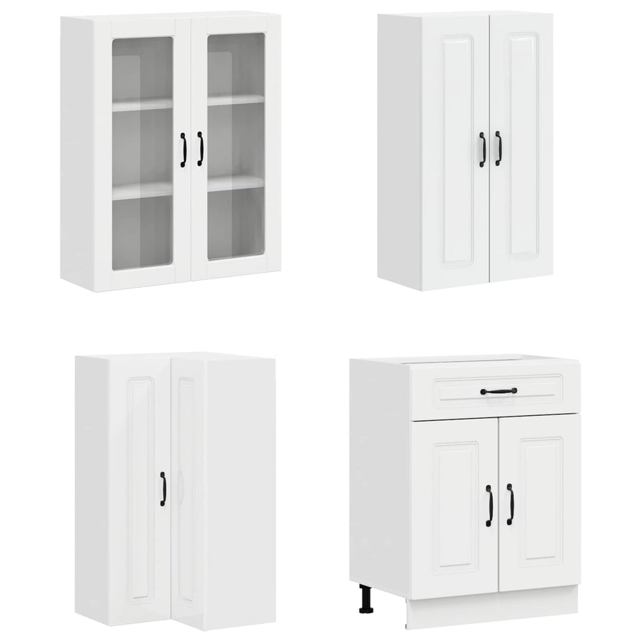 Keukenblok KALMAR 8 pcs Hoogglans Wit Bewerkt hout