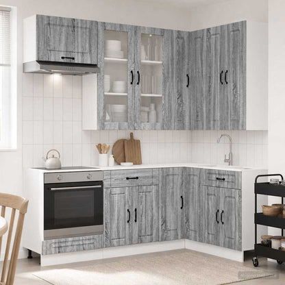 Keukenblok KALMAR 8 pcs Grijs Sonoma Bewerkt hout