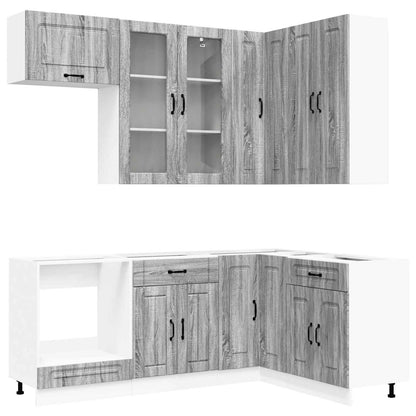 Keukenblok KALMAR 8 pcs Grijs Sonoma Bewerkt hout