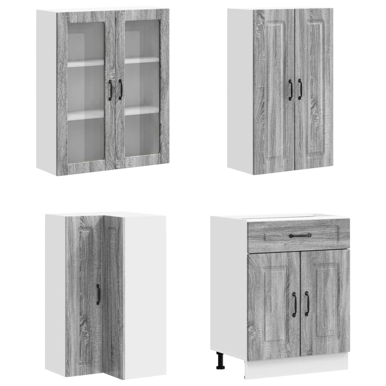 Keukenblok KALMAR 8 pcs Grijs Sonoma Bewerkt hout