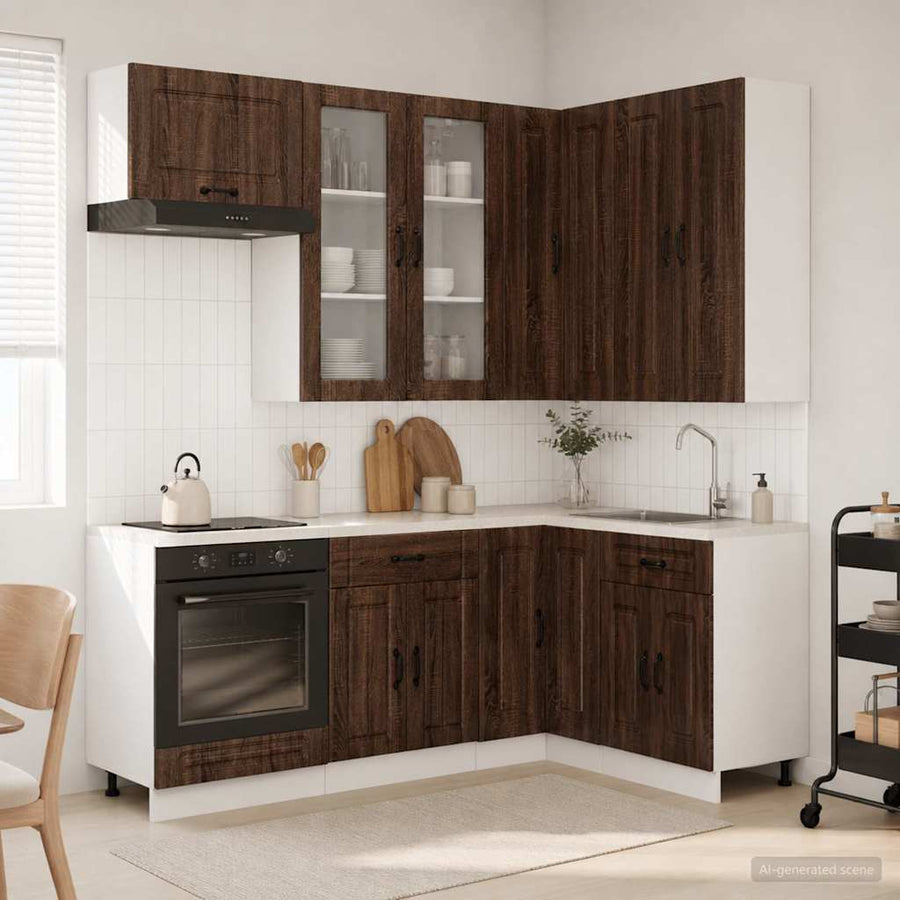 Keukenblok KALMAR 8 pcs Bruin eiken Bewerkt hout