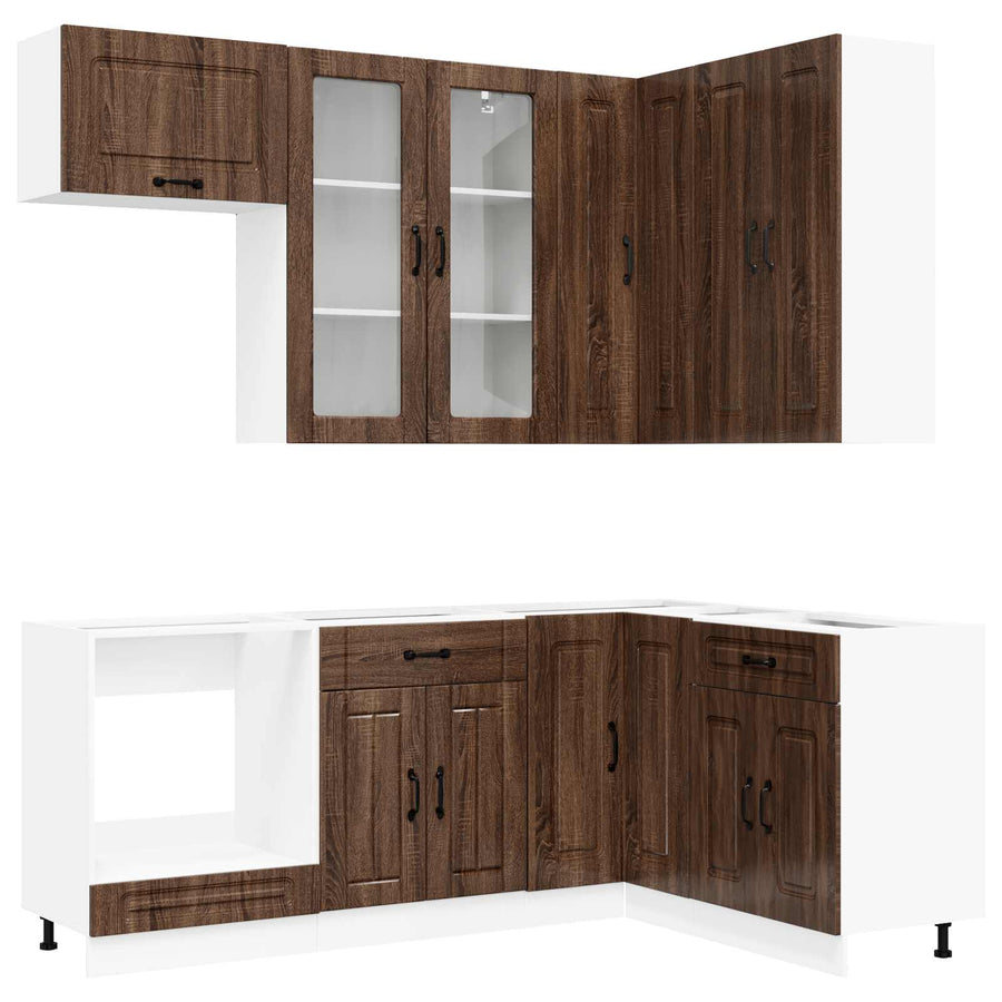 Keukenblok KALMAR 8 pcs Bruin eiken Bewerkt hout