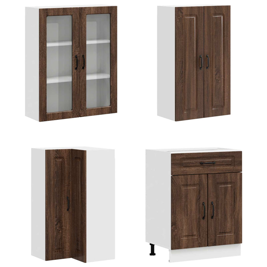 Keukenblok KALMAR 8 pcs Bruin eiken Bewerkt hout