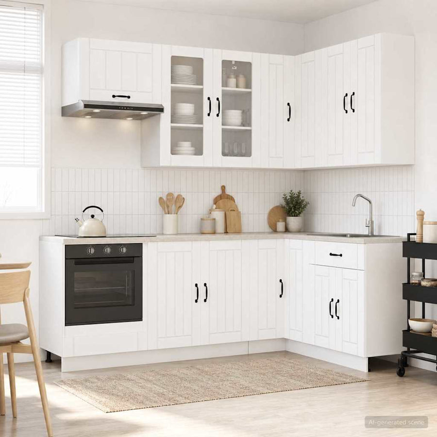 Keukenblok LUCCA 8 pcs Wit Bewerkt hout