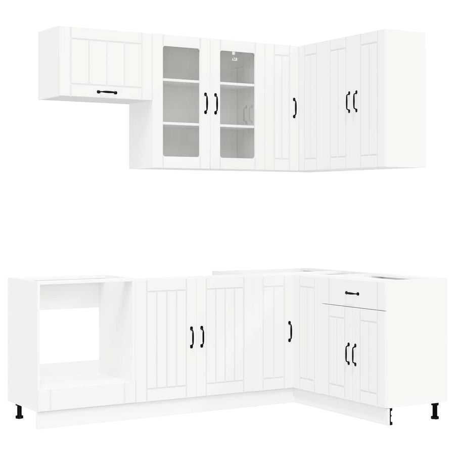 Keukenblok LUCCA 8 pcs Wit Bewerkt hout