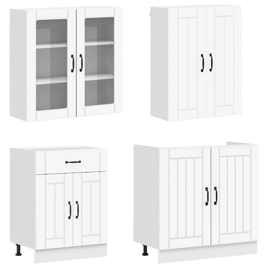 Keukenblok LUCCA 8 pcs Wit Bewerkt hout