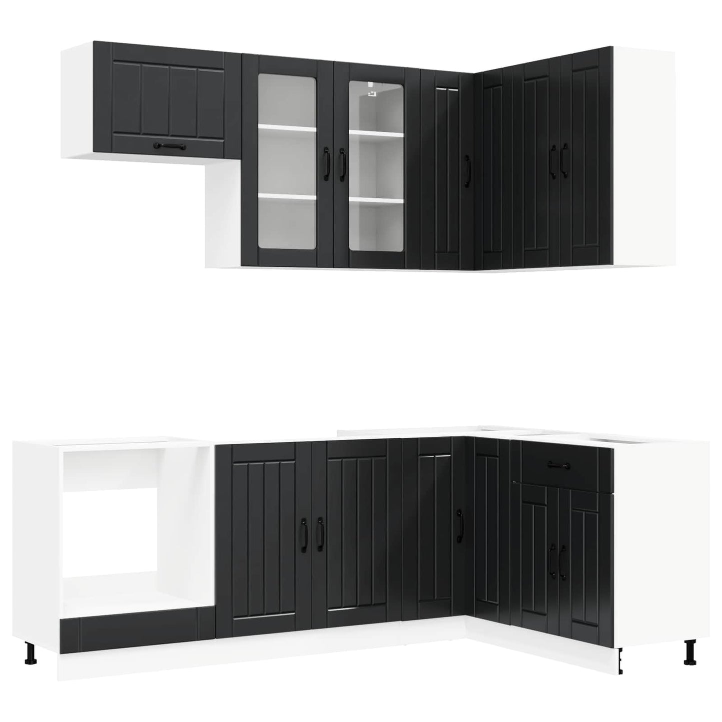 Keukenblok LUCCA 8 pcs Zwart Bewerkt hout