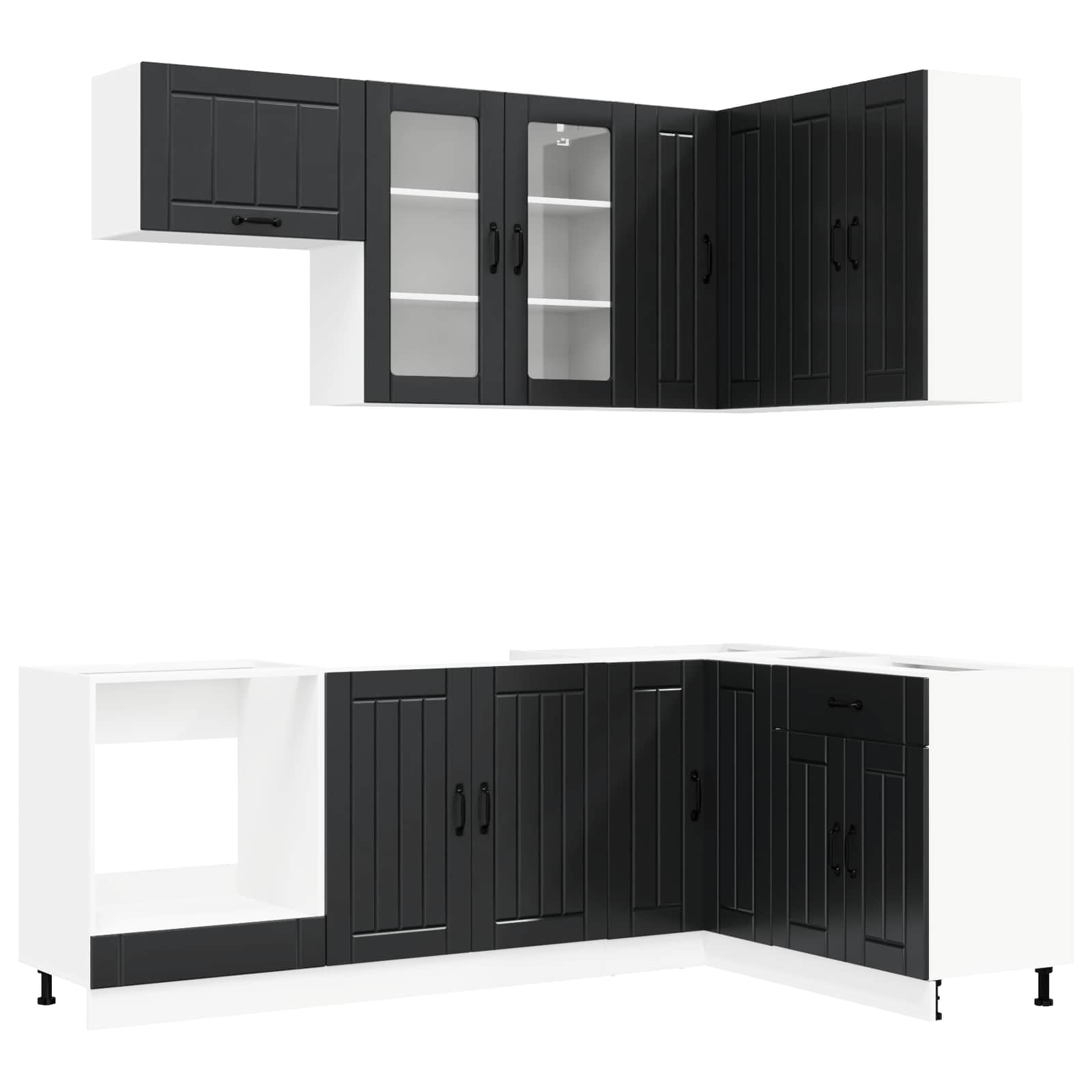 Keukenblok LUCCA 8 pcs Zwart Bewerkt hout