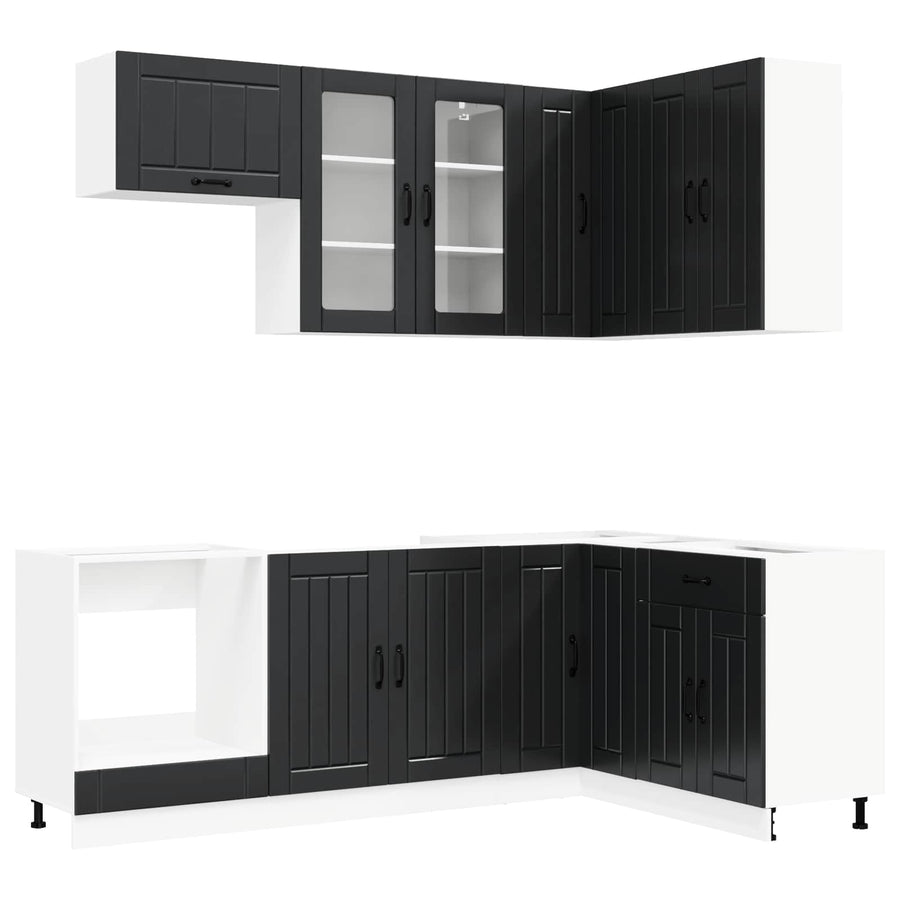 Keukenblok LUCCA 8 pcs Zwart Bewerkt hout