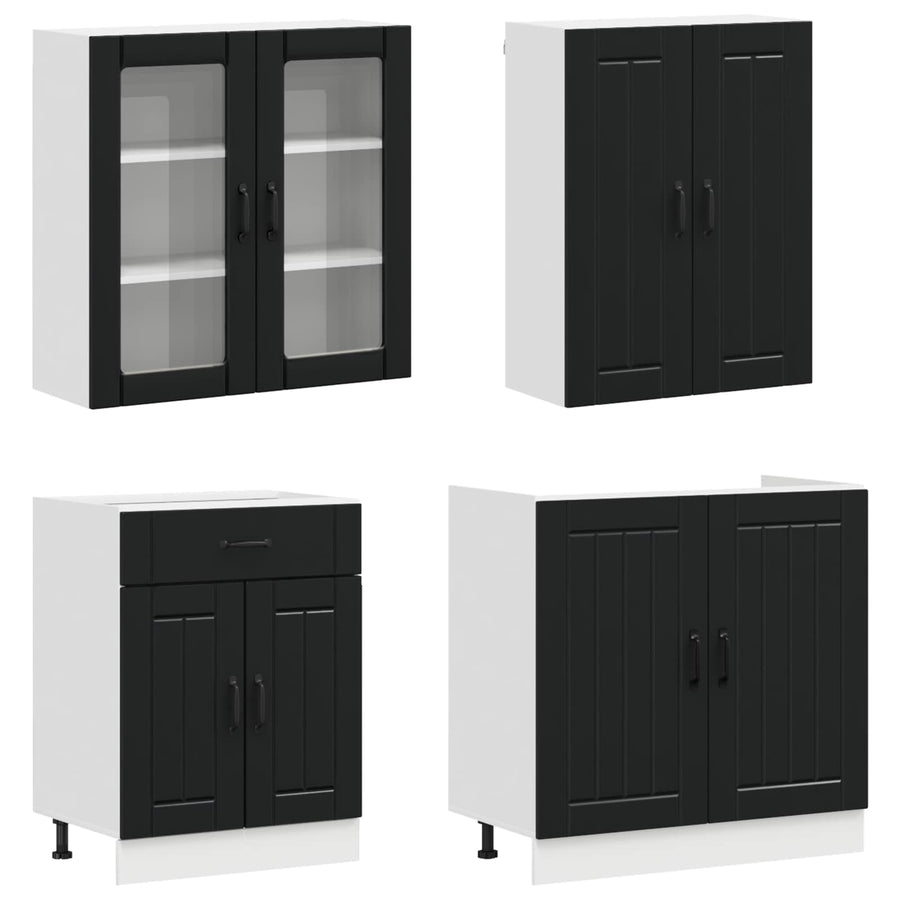 Keukenblok LUCCA 8 pcs Zwart Bewerkt hout