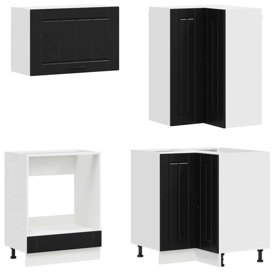 Keukenblok LUCCA 8 pcs Zwart Bewerkt hout