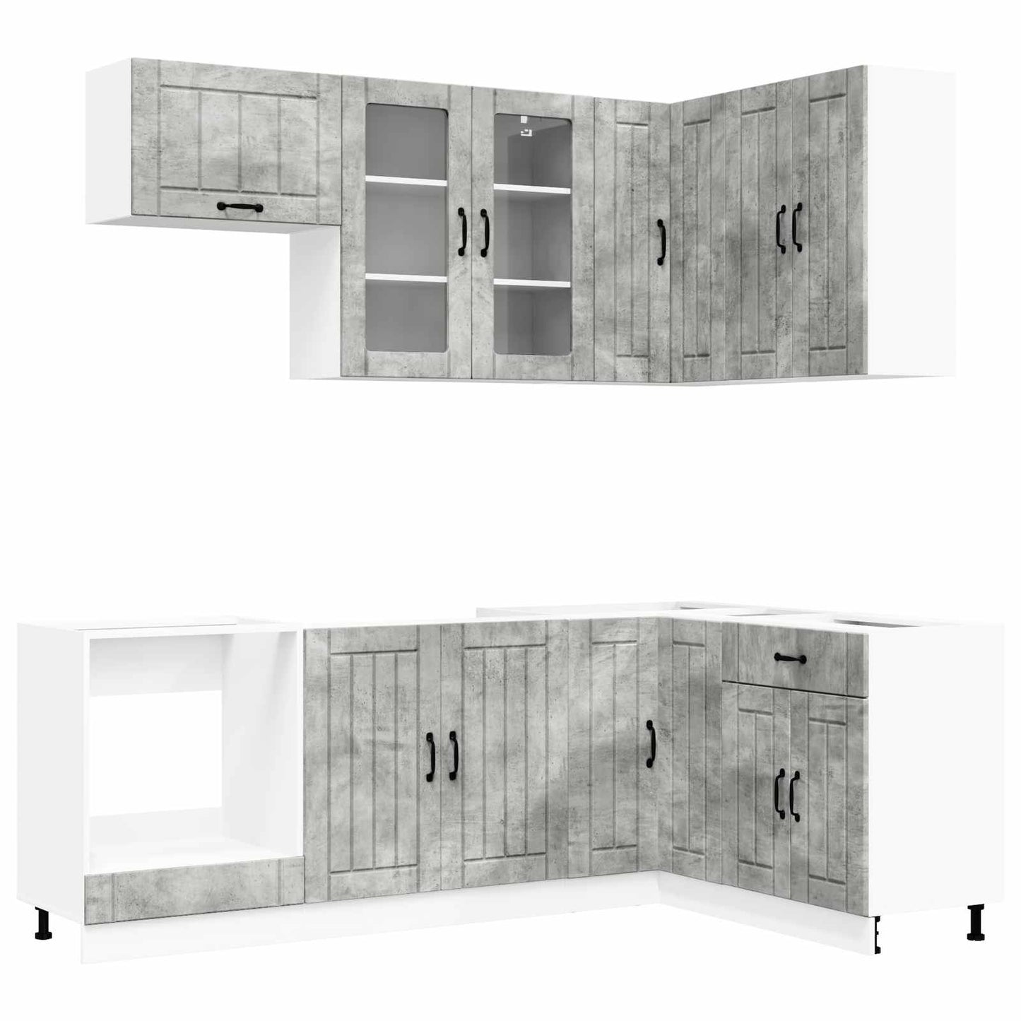 Keukenblok LUCCA 8 pcs Betongrijs Bewerkt hout