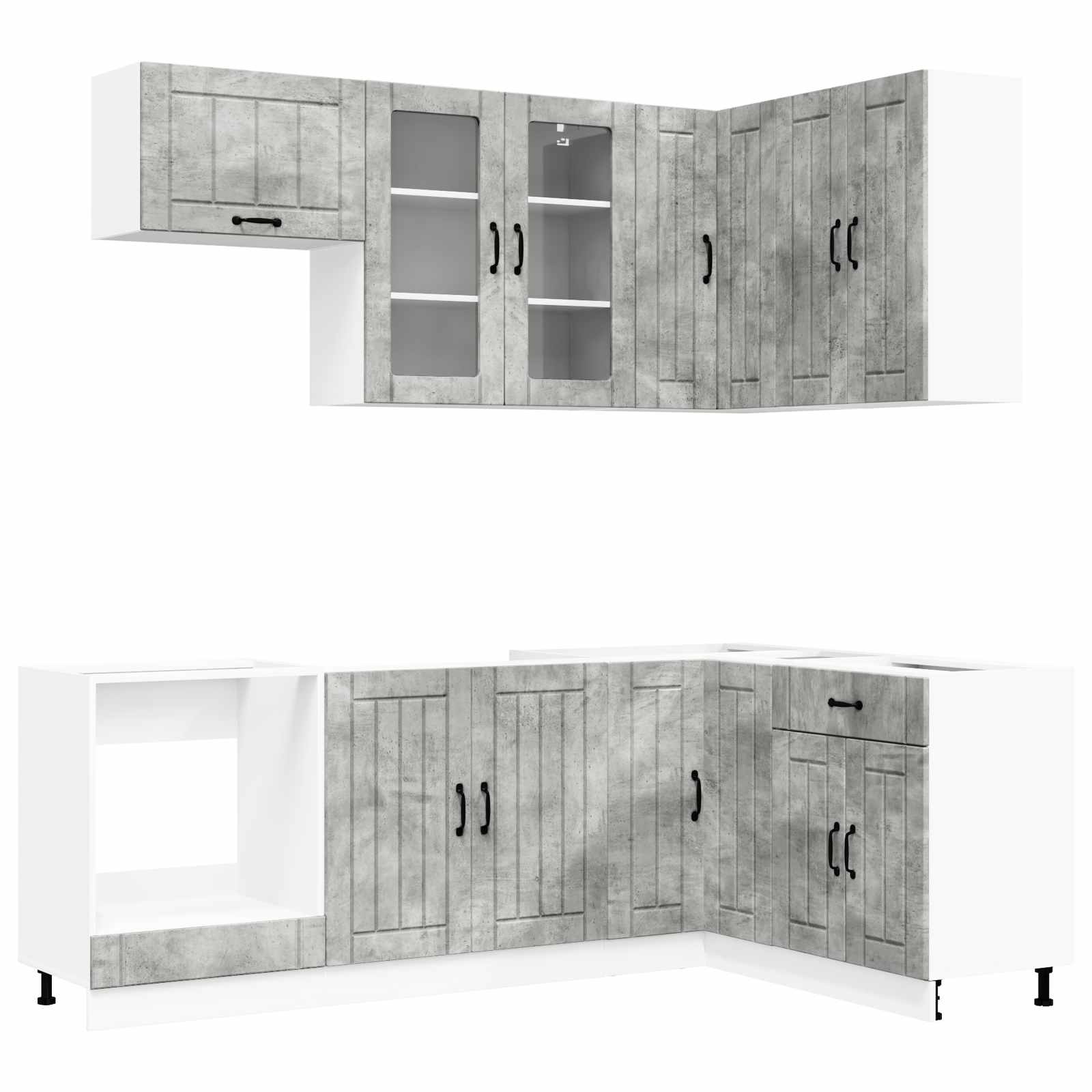 Keukenblok LUCCA 8 pcs Betongrijs Bewerkt hout