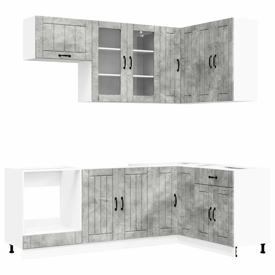Keukenblok LUCCA 8 pcs Betongrijs Bewerkt hout