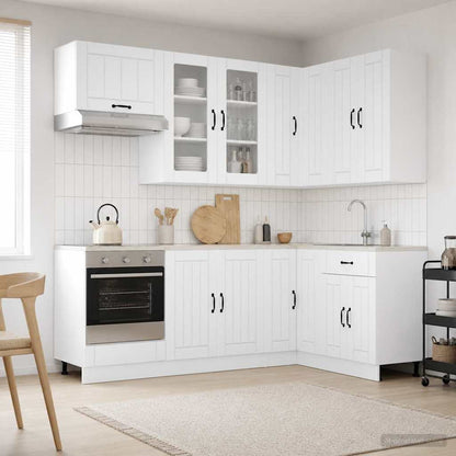 Keukenblok LUCCA 8 pcs Hoogglans Wit Bewerkt hout