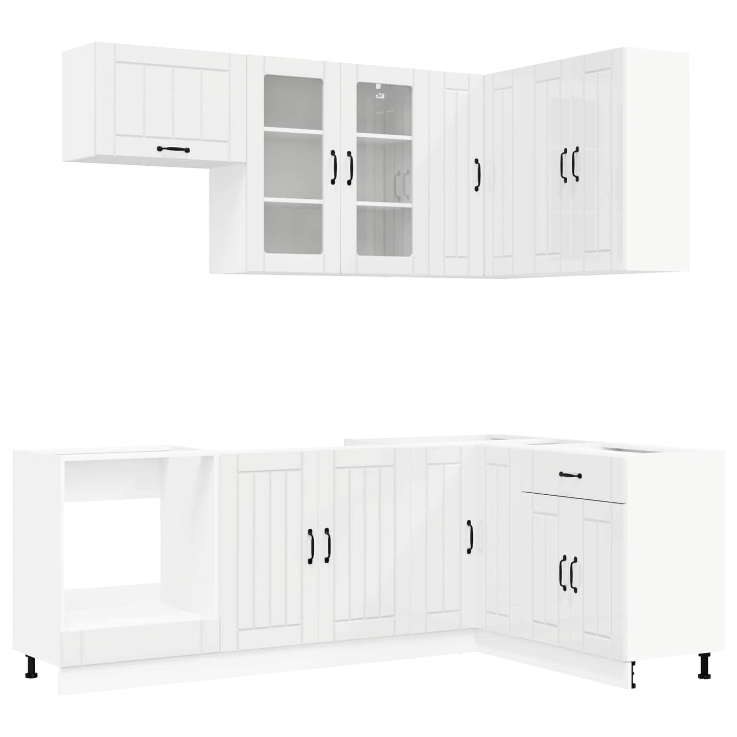 Keukenblok LUCCA 8 pcs Hoogglans Wit Bewerkt hout