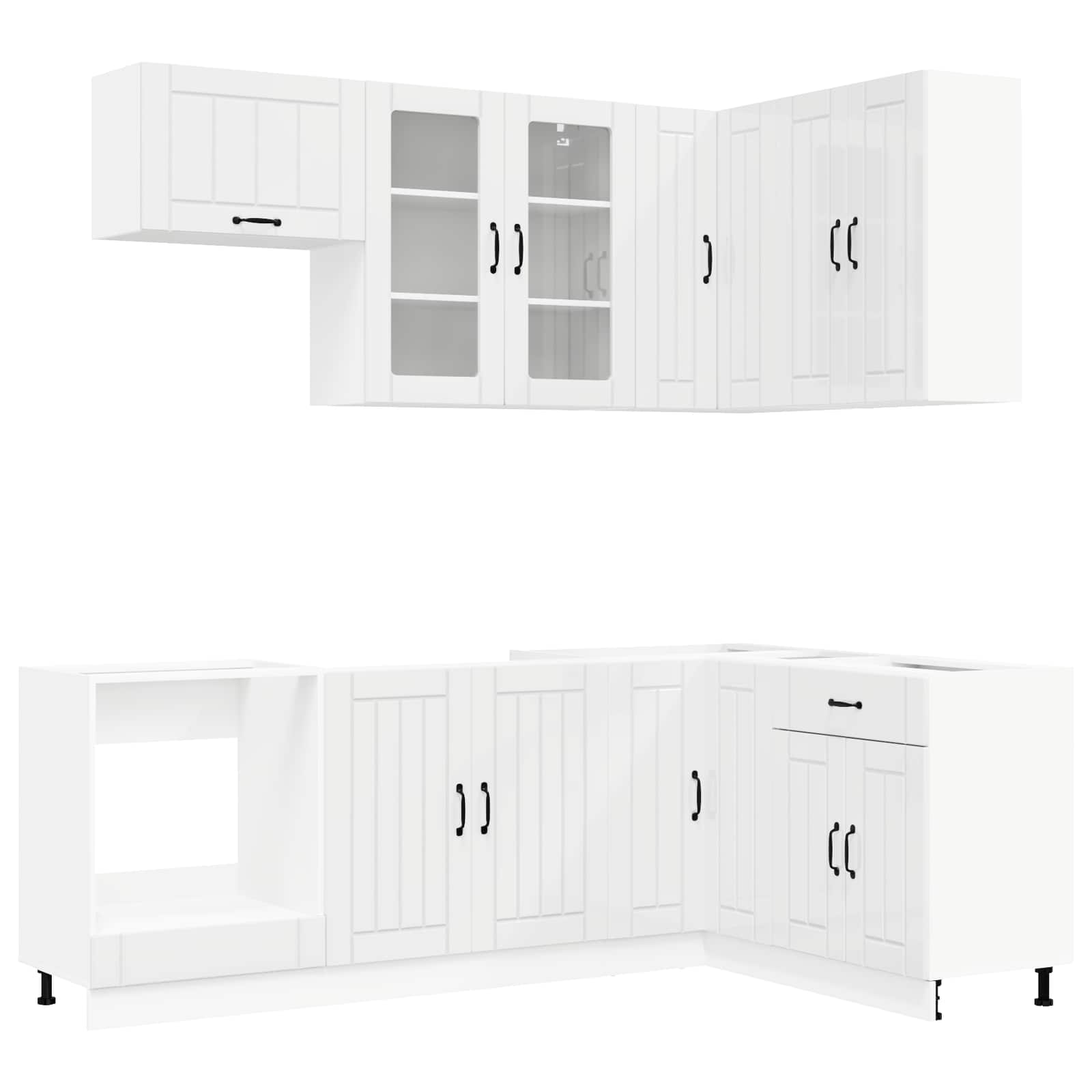 Keukenblok LUCCA 8 pcs Hoogglans Wit Bewerkt hout