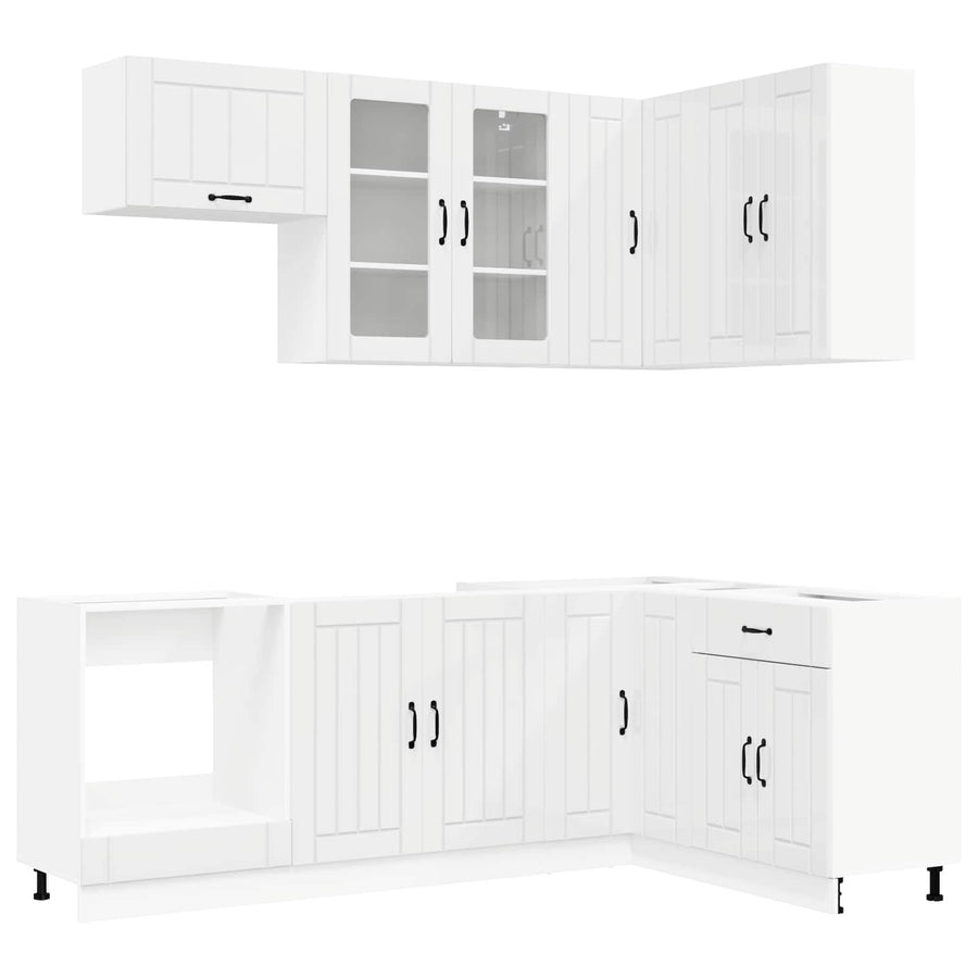 Keukenblok LUCCA 8 pcs Hoogglans Wit Bewerkt hout