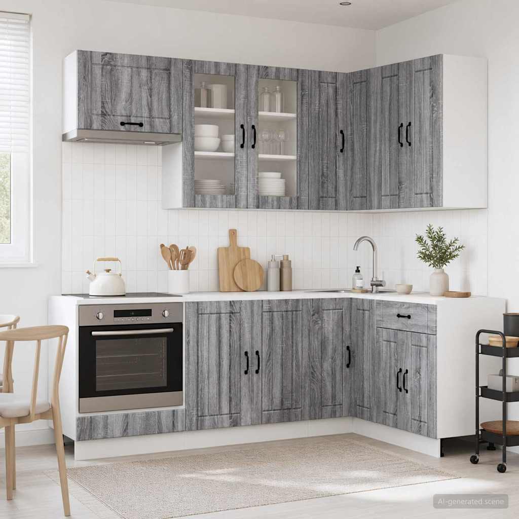 Keukenblok LUCCA 8 pcs Grijs Sonoma Bewerkt hout