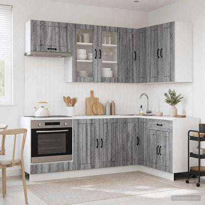 Keukenblok LUCCA 8 pcs Grijs Sonoma Bewerkt hout