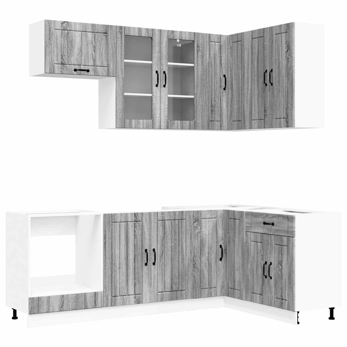 Keukenblok LUCCA 8 pcs Grijs Sonoma Bewerkt hout