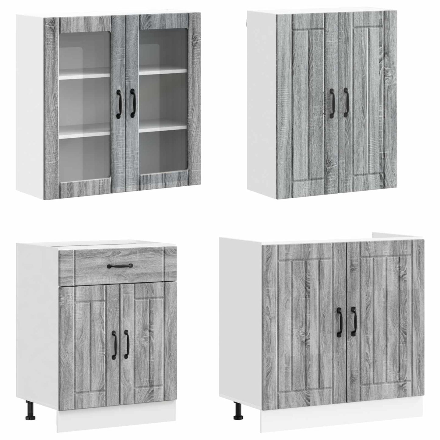 Keukenblok LUCCA 8 pcs Grijs Sonoma Bewerkt hout