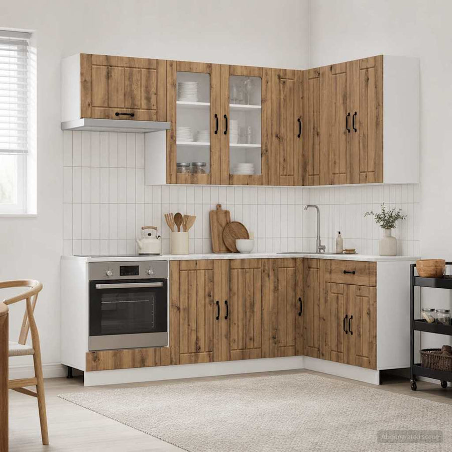 Keukenblok LUCCA 8 pcs Artisanaal eiken Bewerkt hout