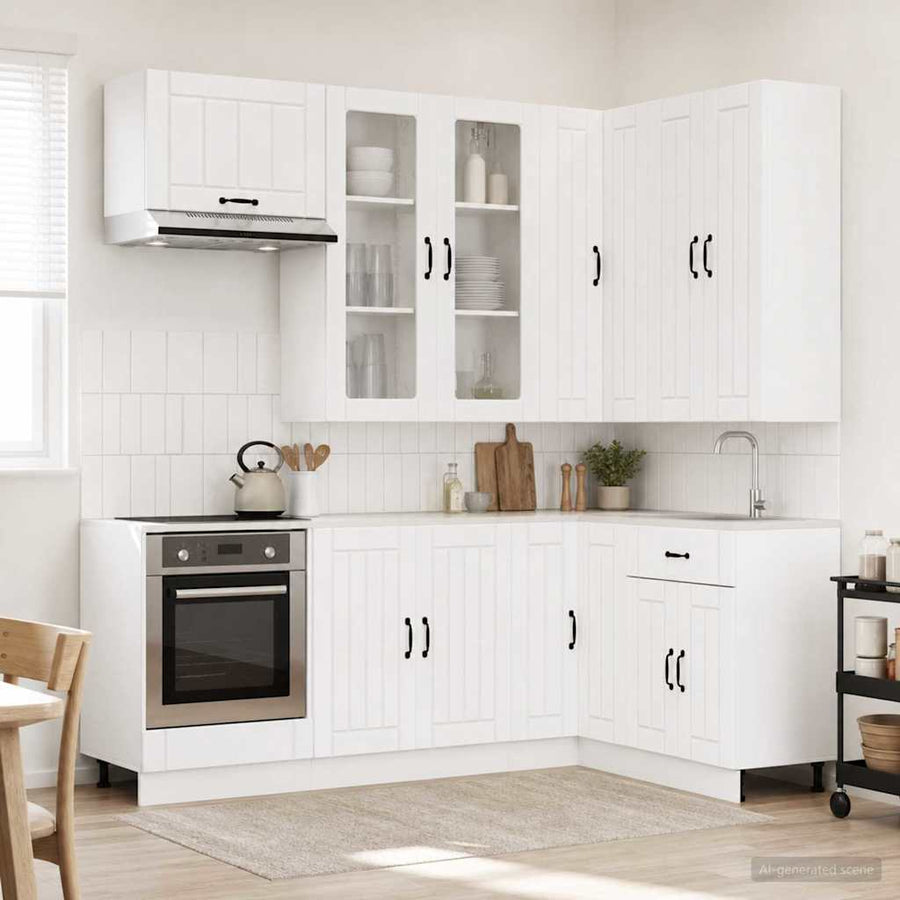 Keukenblok LUCCA 8 pcs Wit Bewerkt hout