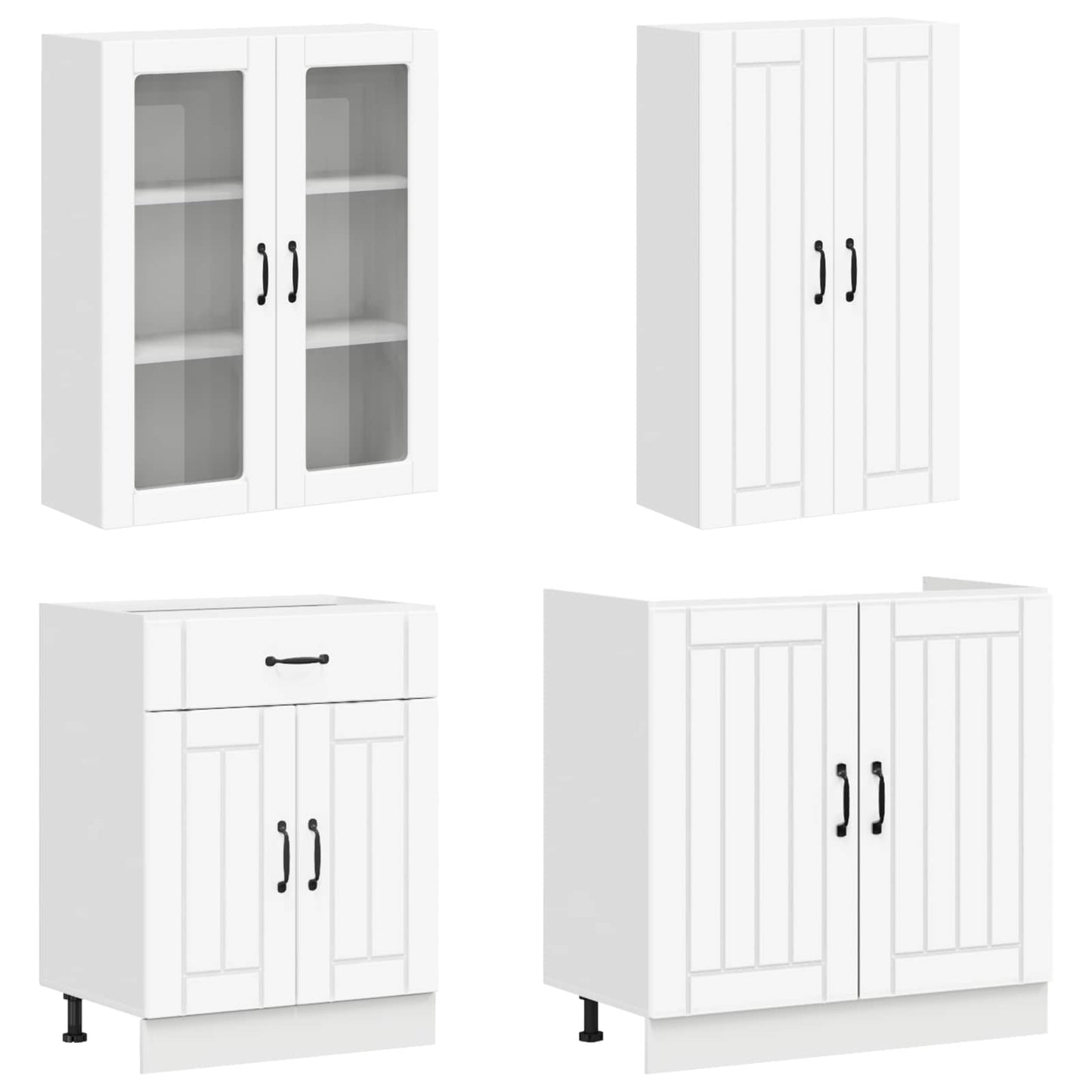 Keukenblok LUCCA 8 pcs Wit Bewerkt hout