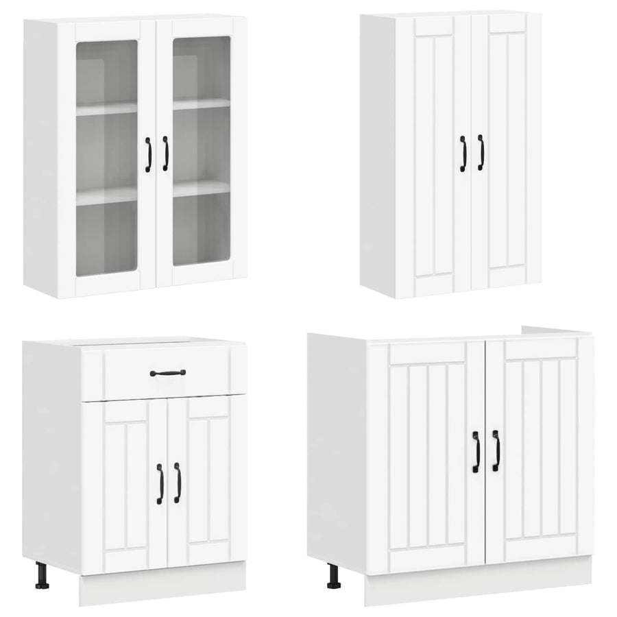 Keukenblok LUCCA 8 pcs Wit Bewerkt hout