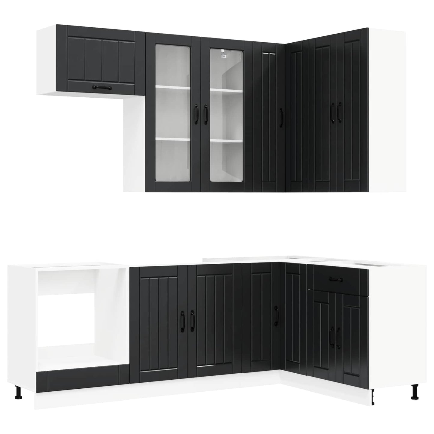 Keukenblok LUCCA 8 pcs Zwart Bewerkt hout