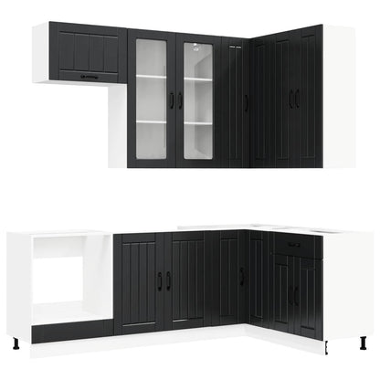 Keukenblok LUCCA 8 pcs Zwart Bewerkt hout