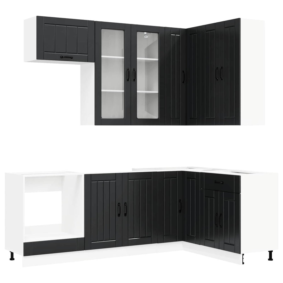 Keukenblok LUCCA 8 pcs Zwart Bewerkt hout