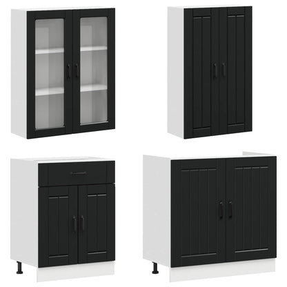 Keukenblok LUCCA 8 pcs Zwart Bewerkt hout