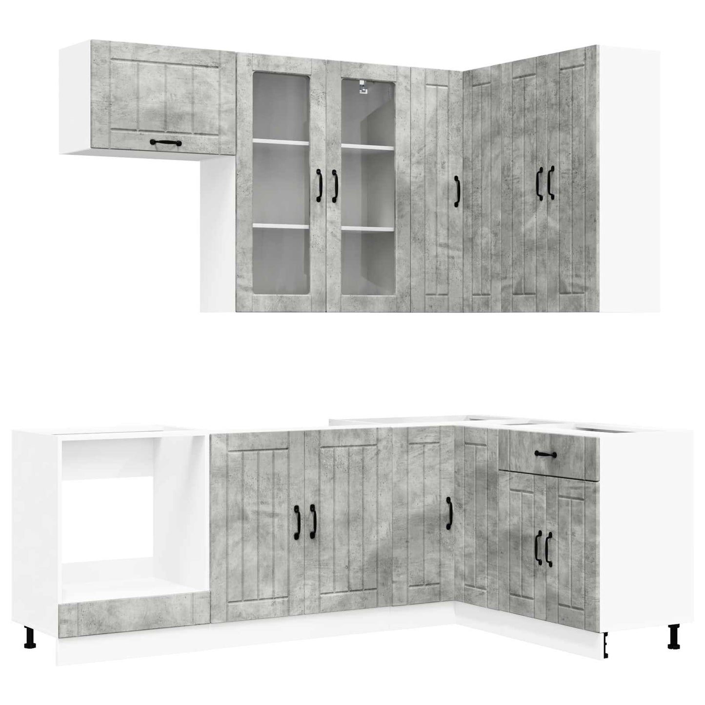 Keukenblok LUCCA 8 pcs Betongrijs Bewerkt hout