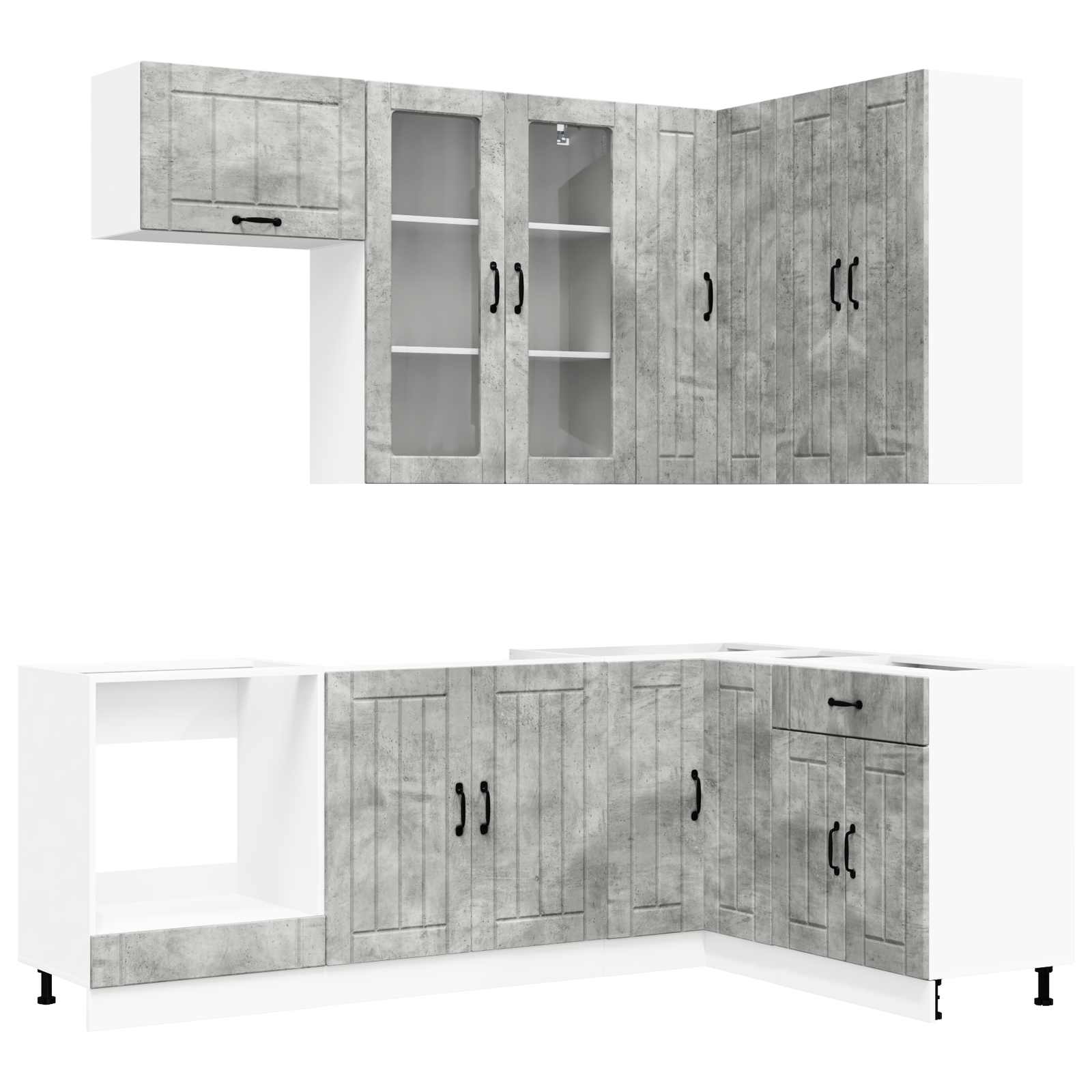 Keukenblok LUCCA 8 pcs Betongrijs Bewerkt hout