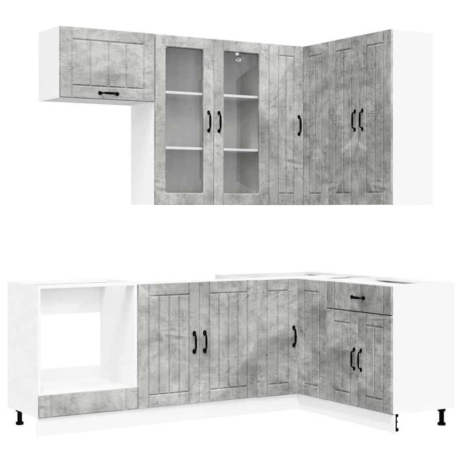 Keukenblok LUCCA 8 pcs Betongrijs Bewerkt hout