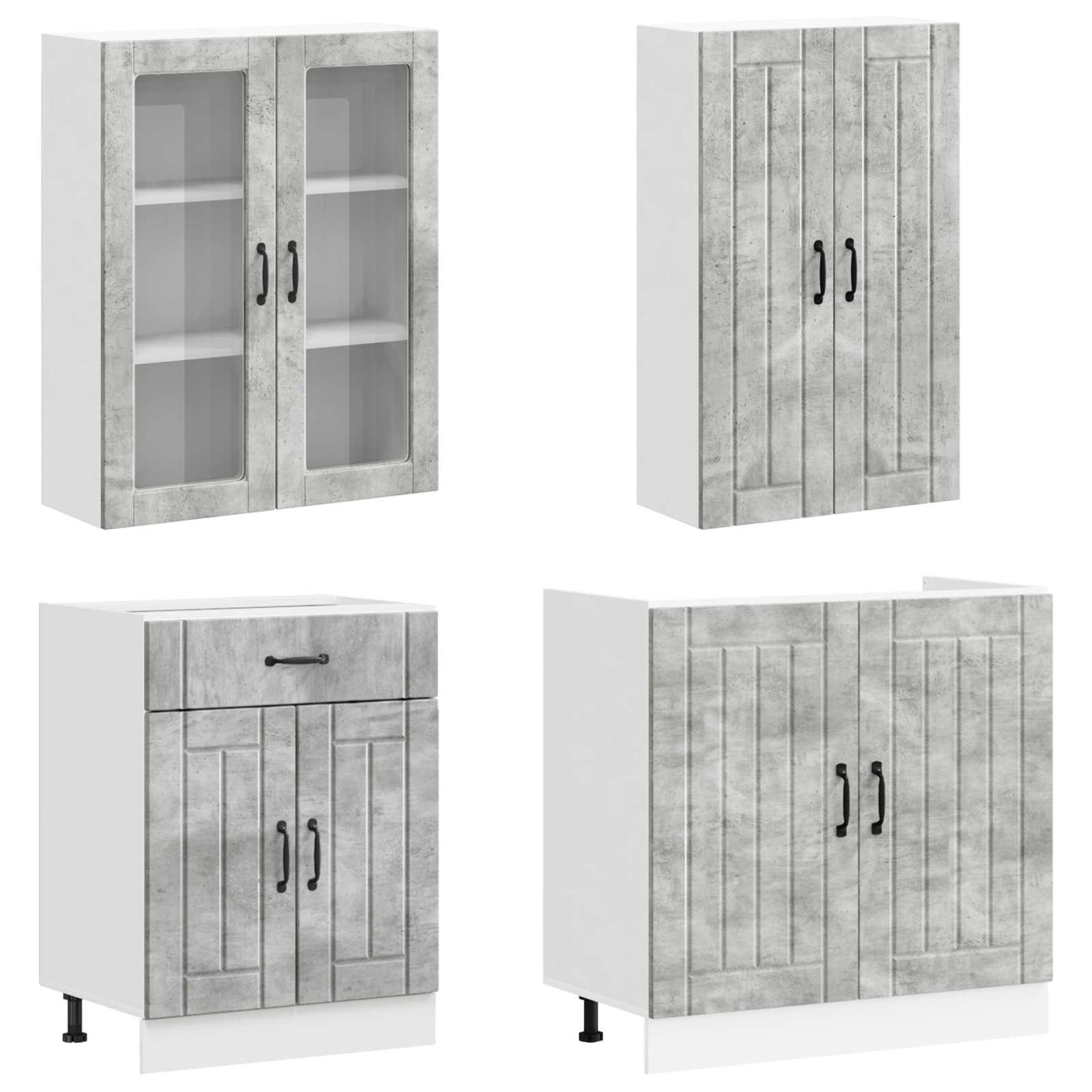 Keukenblok LUCCA 8 pcs Betongrijs Bewerkt hout