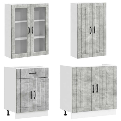 Keukenblok LUCCA 8 pcs Betongrijs Bewerkt hout