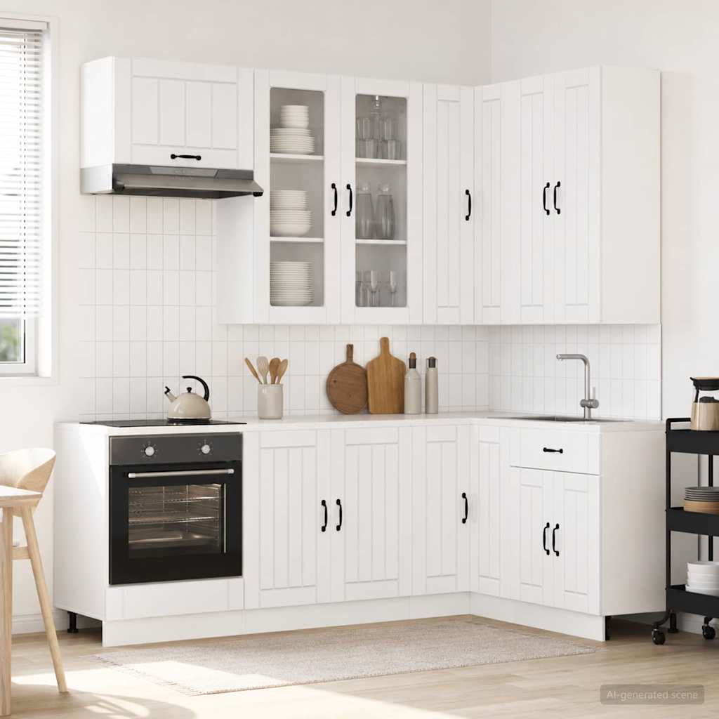 Keukenblok LUCCA 8 pcs Hoogglans Wit Bewerkt hout