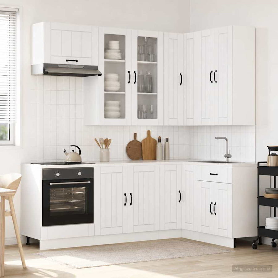 Keukenblok LUCCA 8 pcs Hoogglans Wit Bewerkt hout