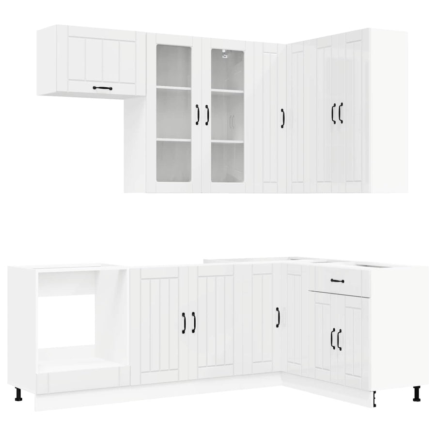 Keukenblok LUCCA 8 pcs Hoogglans Wit Bewerkt hout