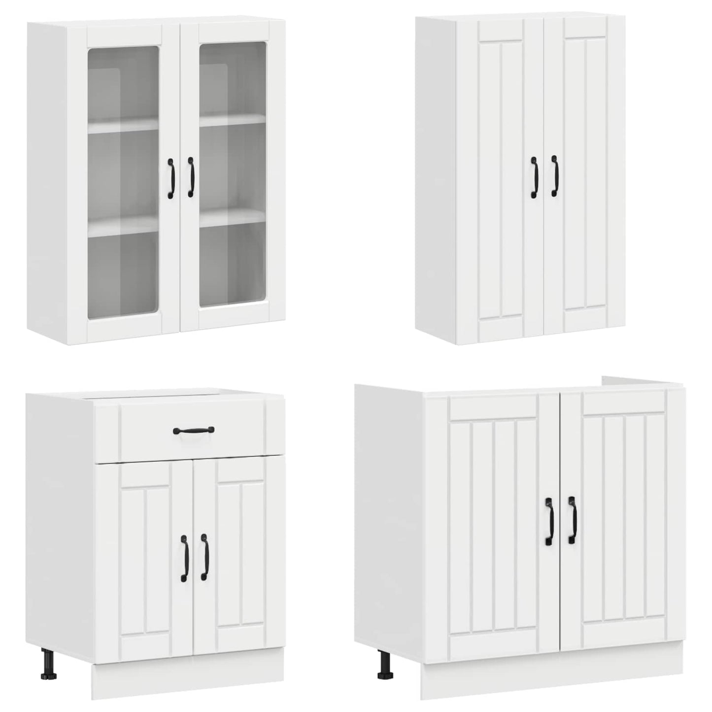 Keukenblok LUCCA 8 pcs Hoogglans Wit Bewerkt hout