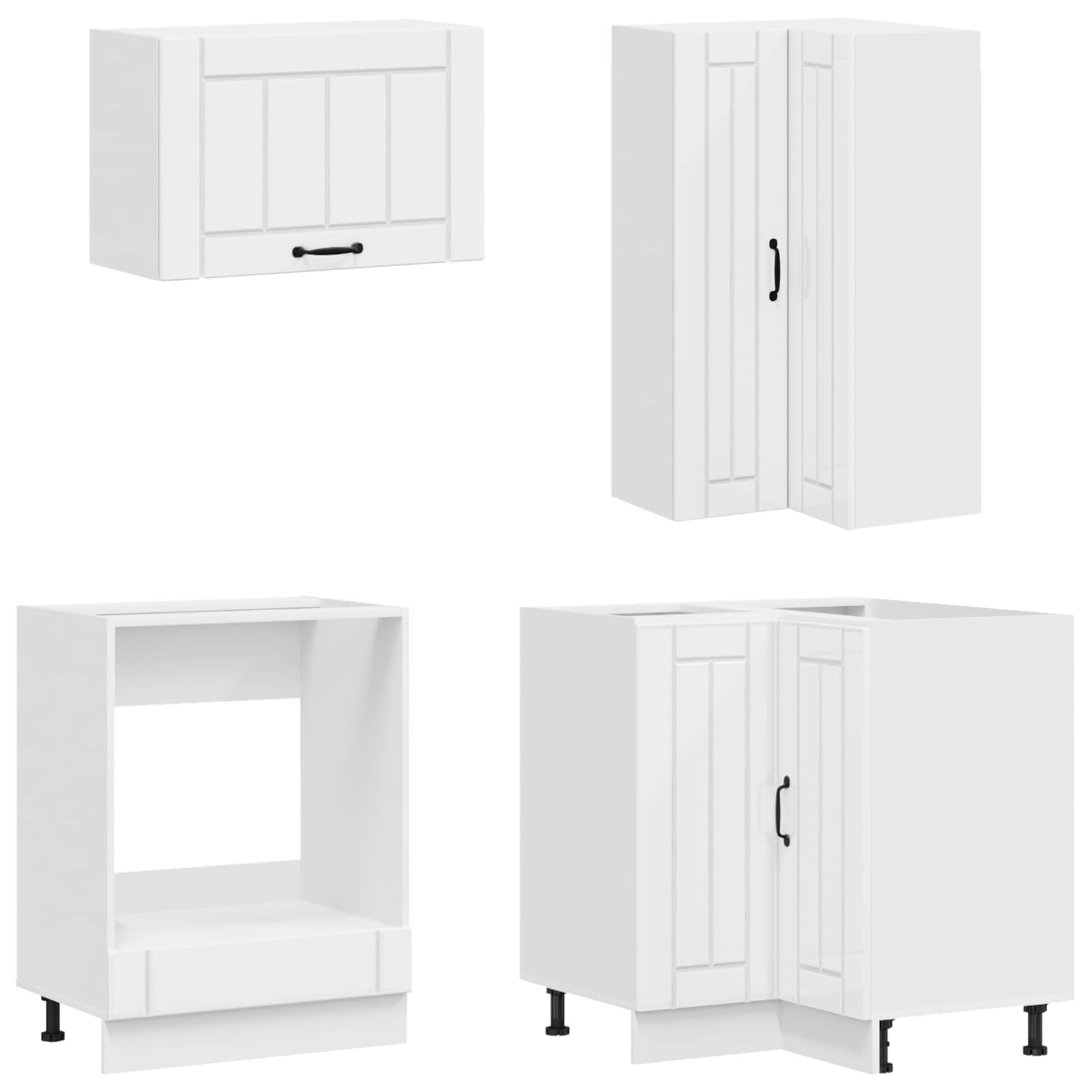 Keukenblok LUCCA 8 pcs Hoogglans Wit Bewerkt hout