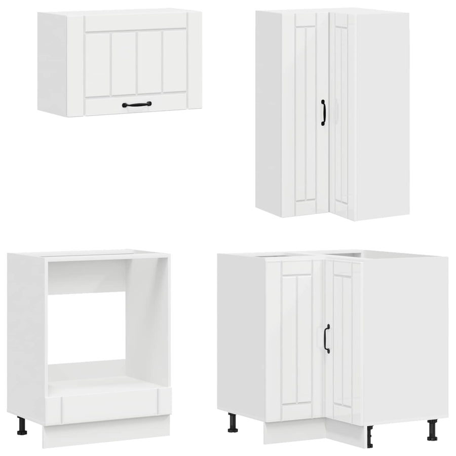Keukenblok LUCCA 8 pcs Hoogglans Wit Bewerkt hout