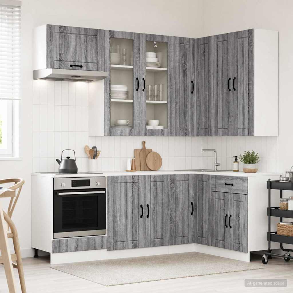 Keukenblok LUCCA 8 pcs Grijs Sonoma Bewerkt hout